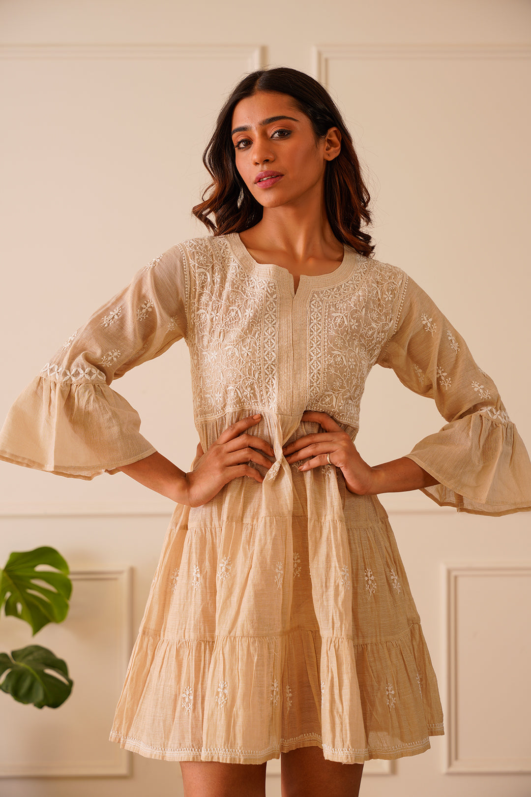 Trendsetter Beige Tissue Short Kurti Dress House Of Awadh Trendsetter Beige Tissue Short Kurti Dress House Of Awadh