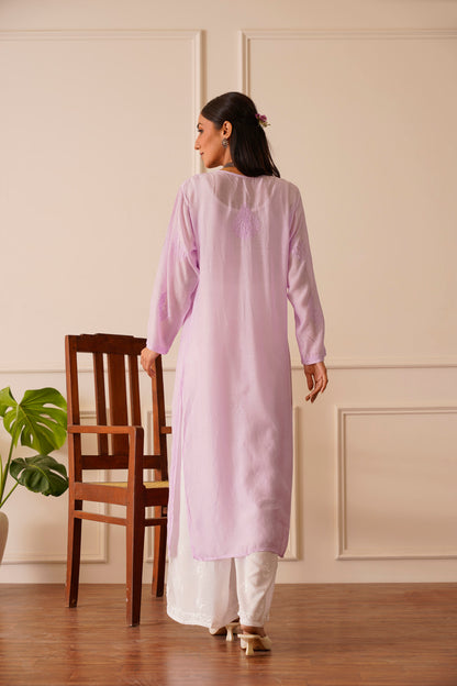 Radiant Lavender Muslin Straight Kurta