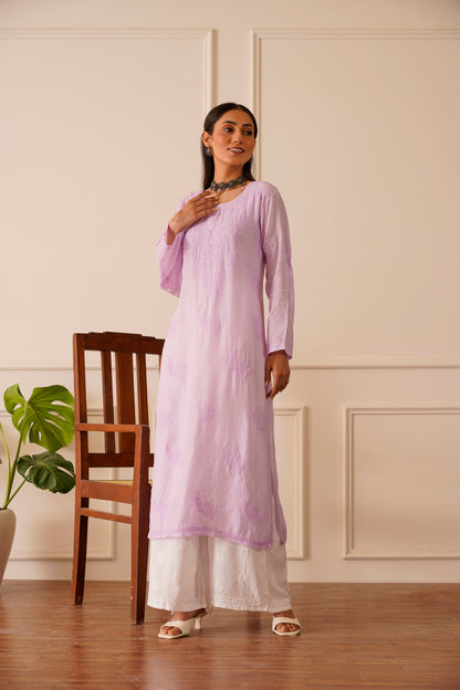 Radiant Lavender Muslin Straight Kurta