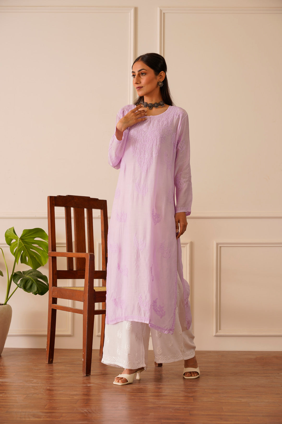 Radiant Lavender Muslin Straight Kurta