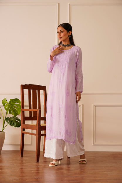Radiant Lavender Muslin Straight Kurta