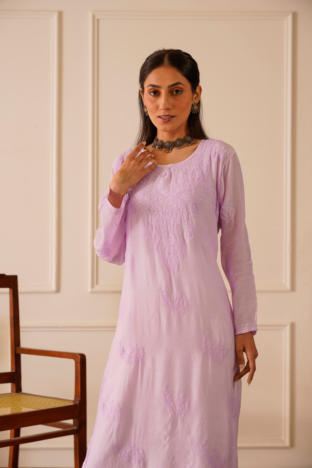 Radiant Lavender Muslin Straight Kurta