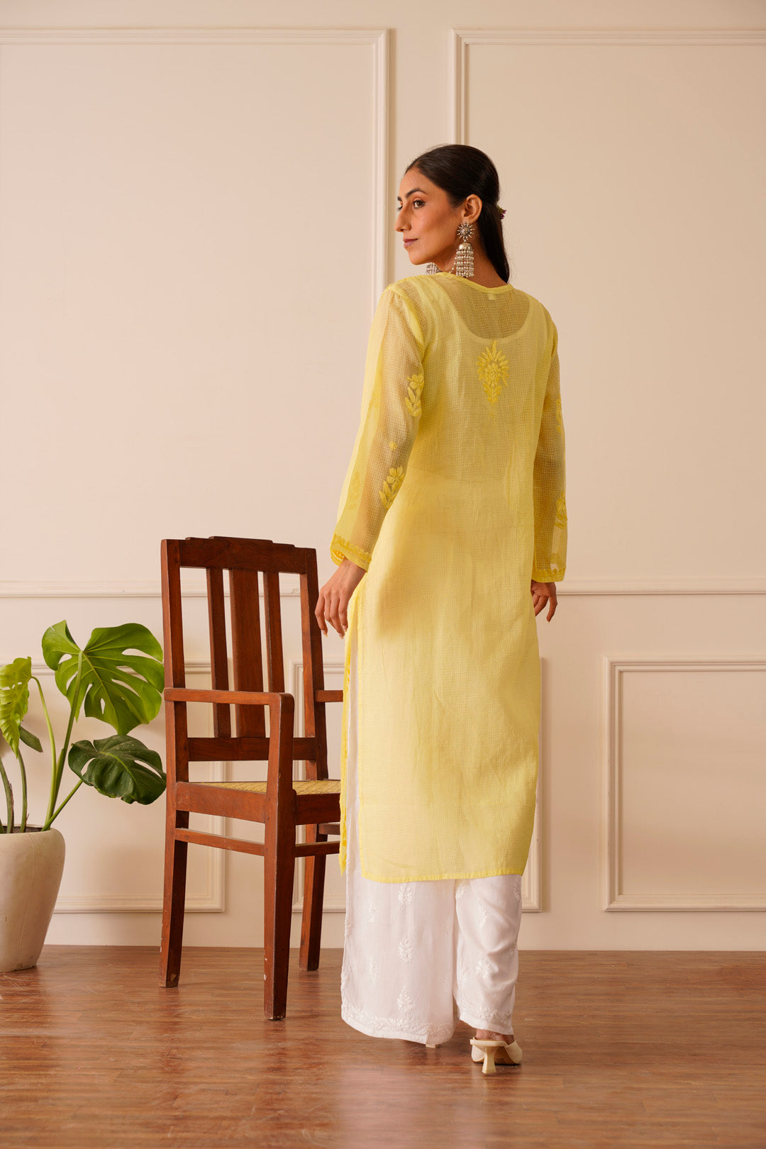 Summery Yellow Kota Doria Straight Kurta