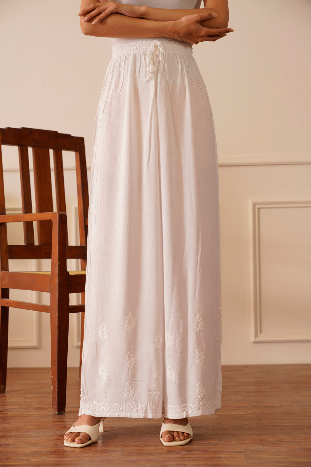 Timeless White Rayon Palazzo Pants