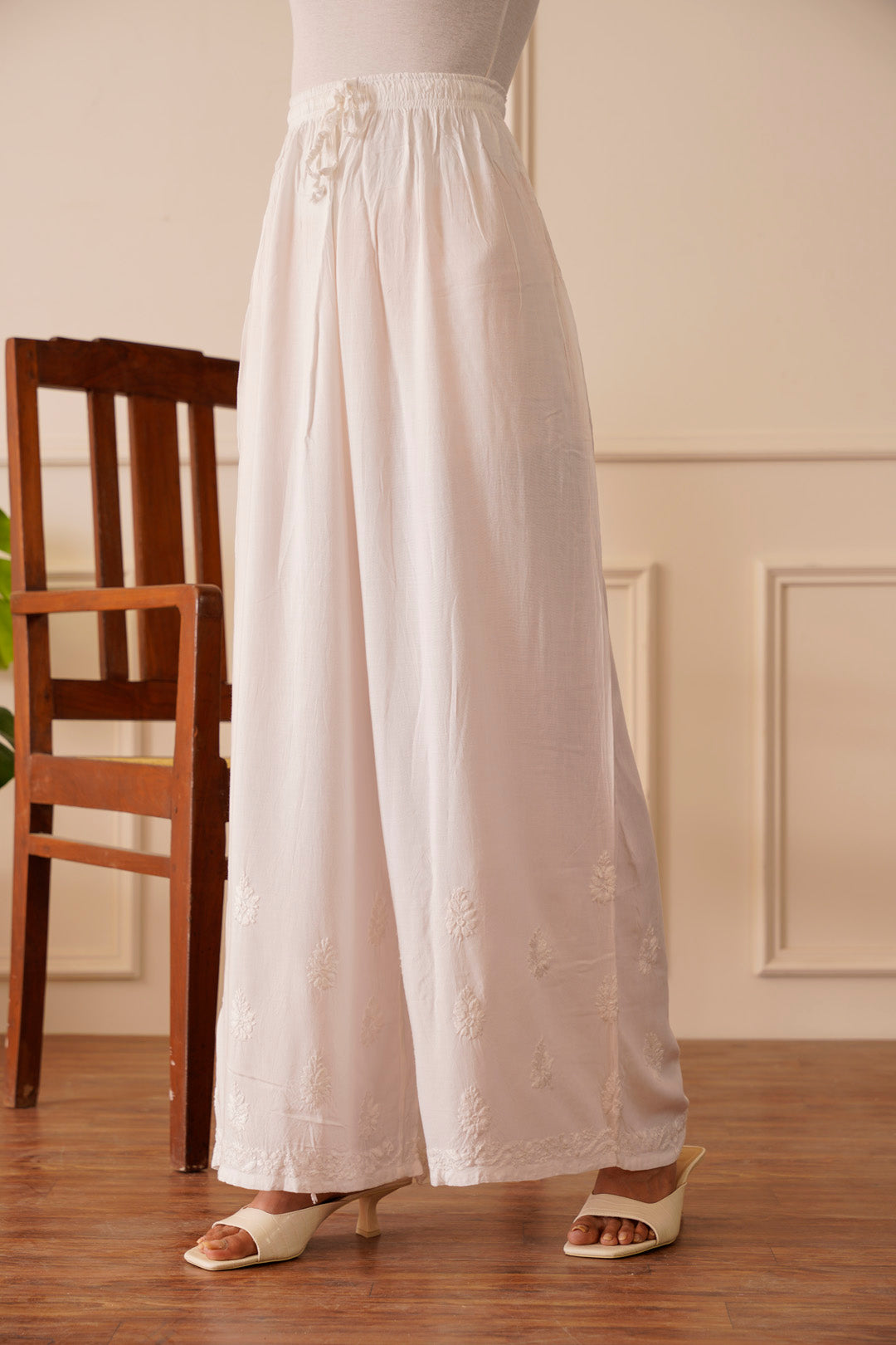 Timeless White Rayon Palazzo Pants