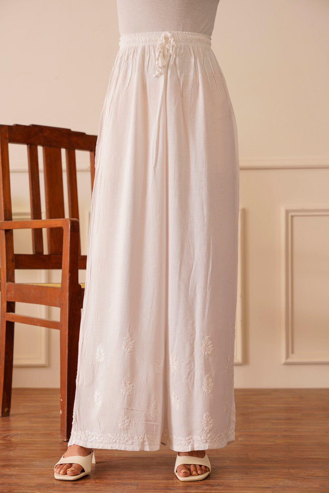 Timeless White Rayon Palazzo Pants