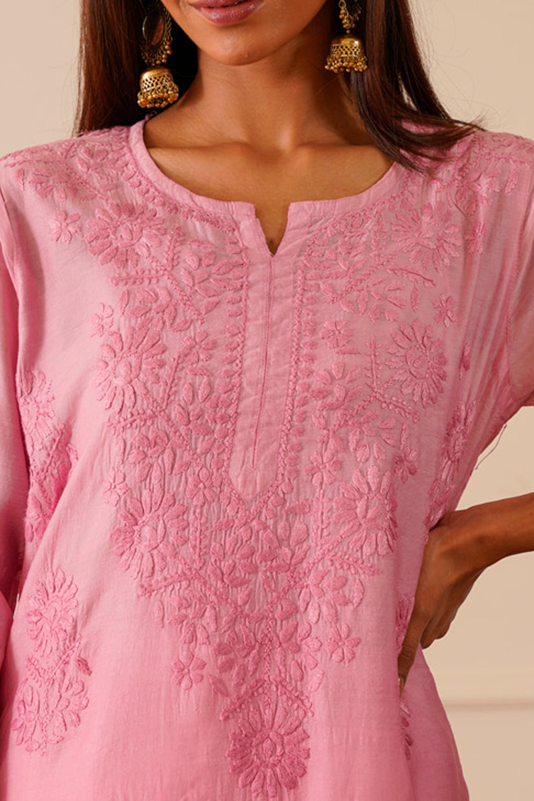 Pretty Pink Chanderi Ombre Straight Kurta