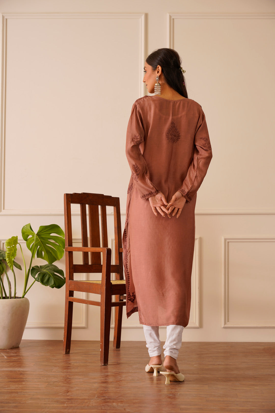 Enchanting Brown Muslin Straight Kurta
