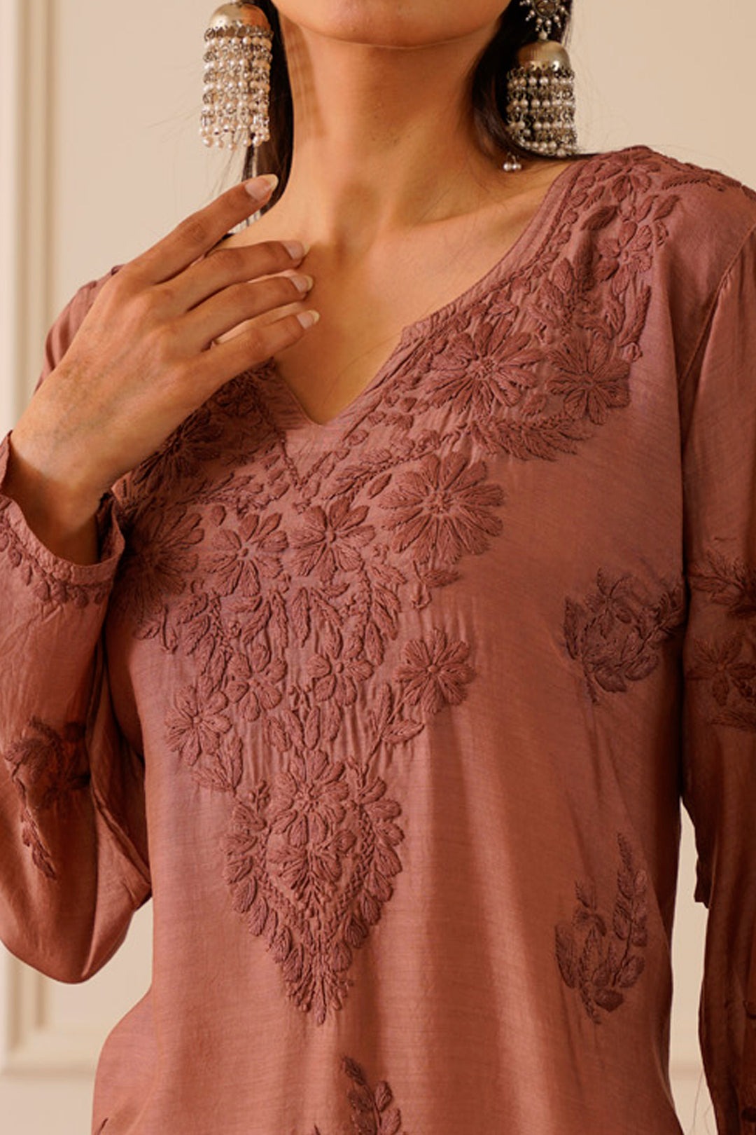 Enchanting Brown Muslin Straight Kurta