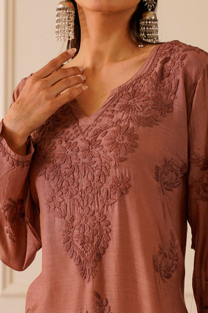 Enchanting Brown Muslin Straight Kurta