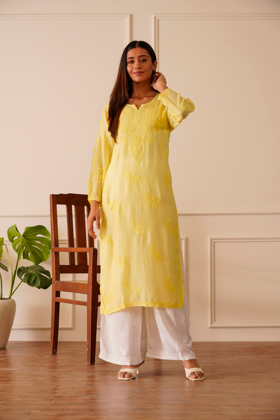 Exquisite Light Yellow Muslin Straight Kurta