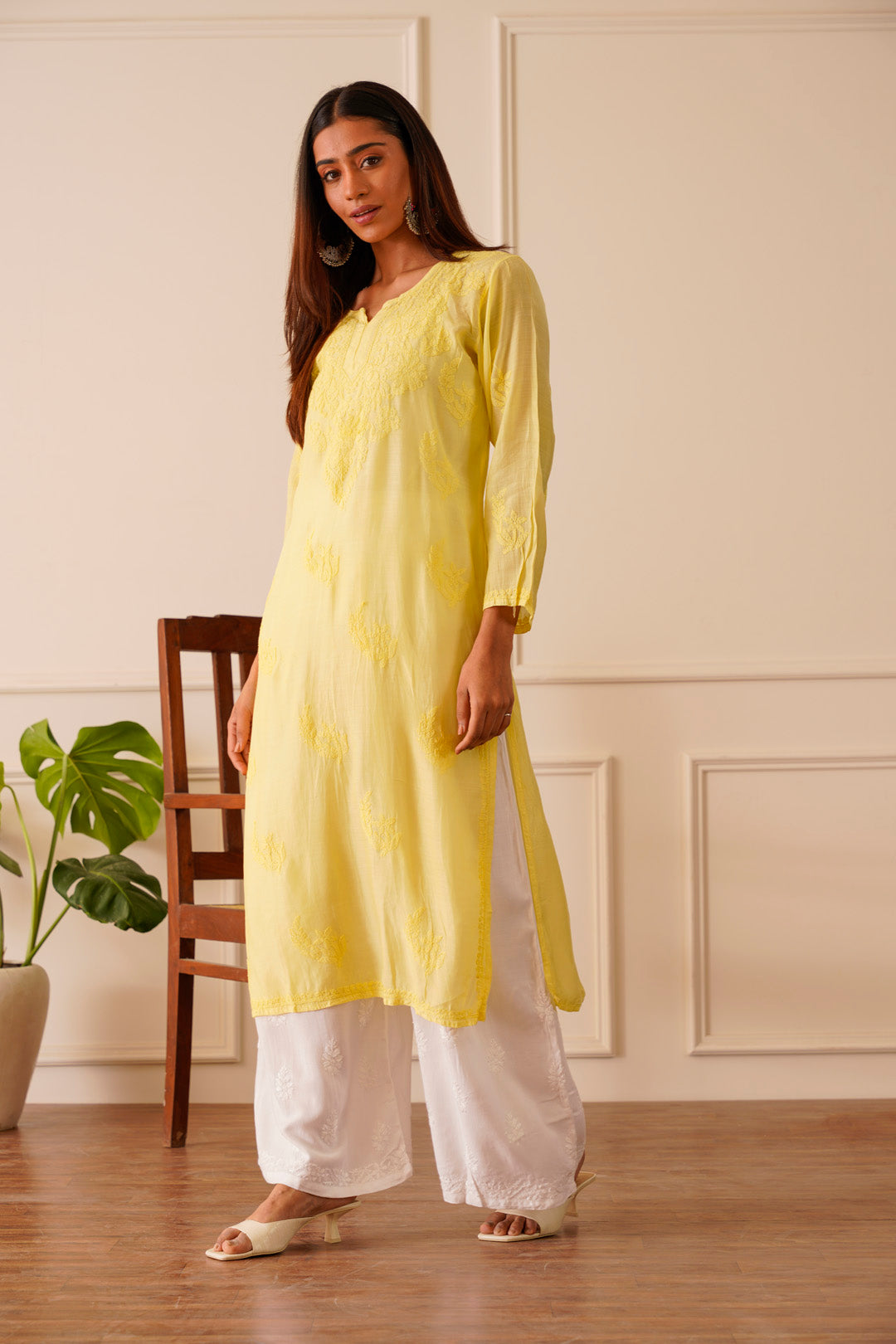 Exquisite Light Yellow Muslin Straight Kurta