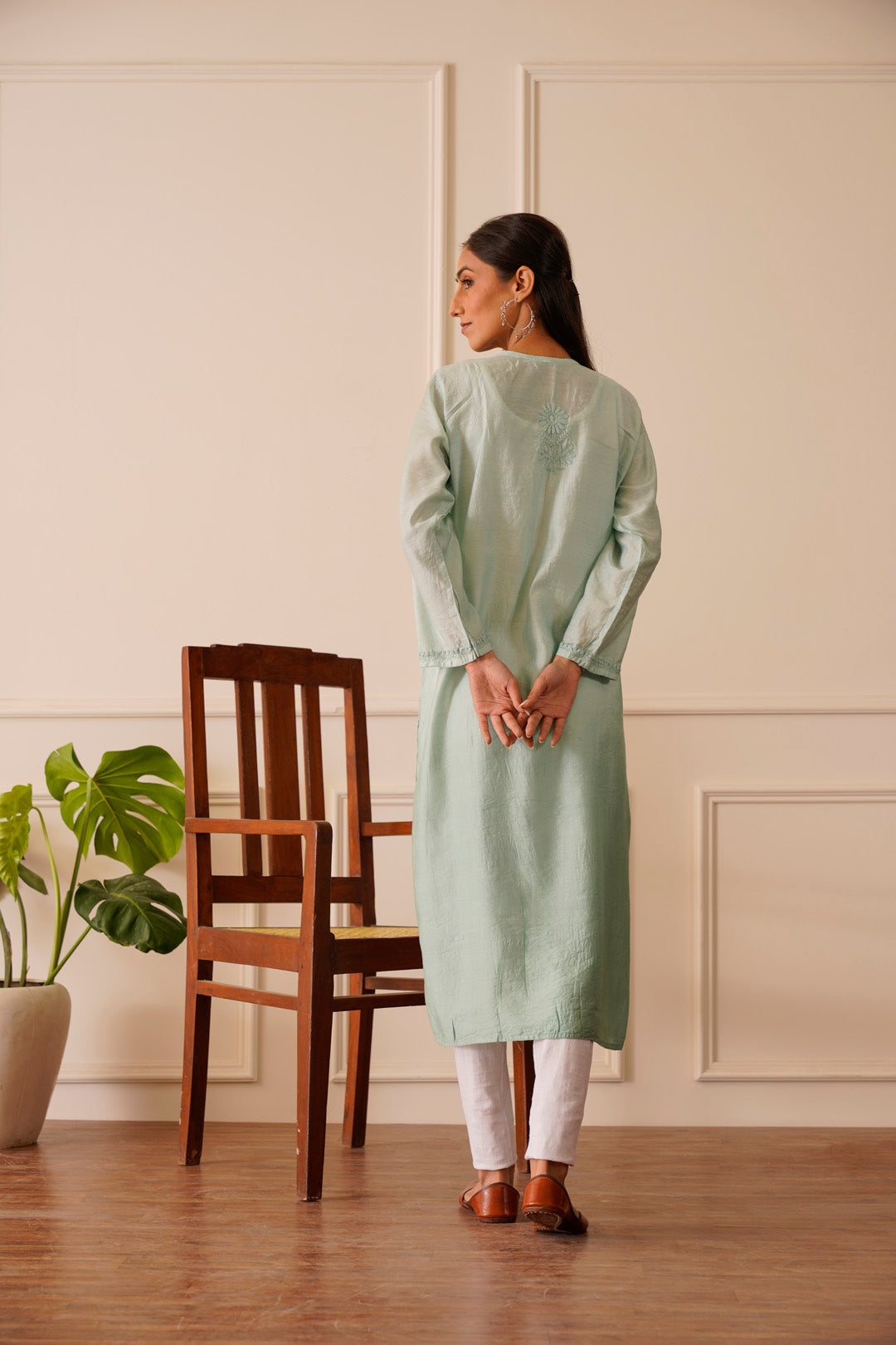 Mesmerizing Light blue ombre Chanderi Straight Kurta