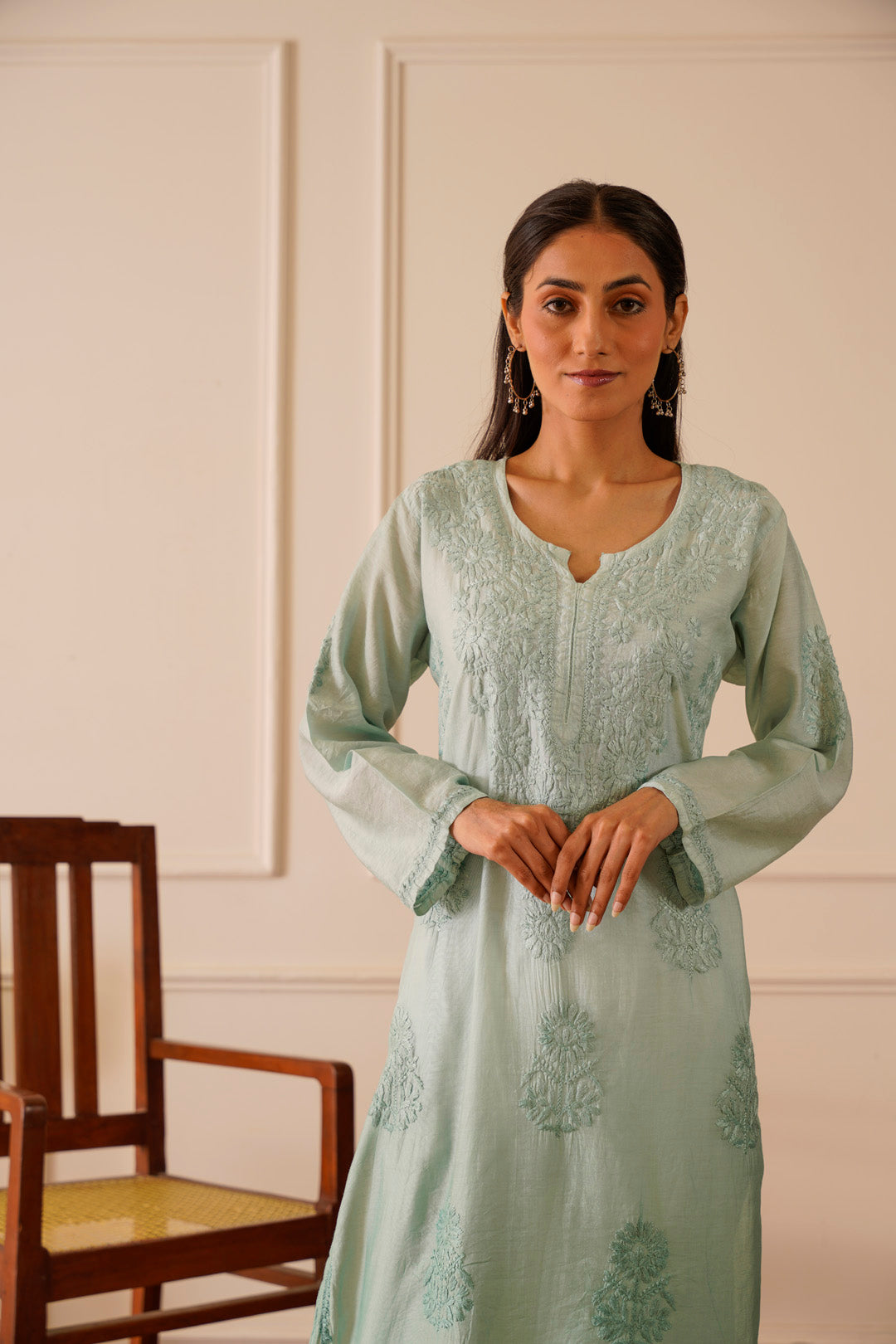 Mesmerizing Light blue ombre Chanderi Straight Kurta