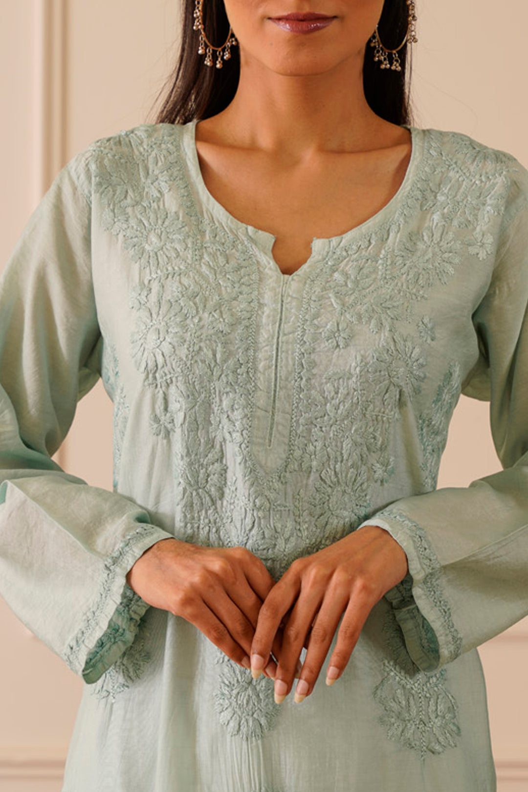 Mesmerizing Light blue ombre Chanderi Straight Kurta