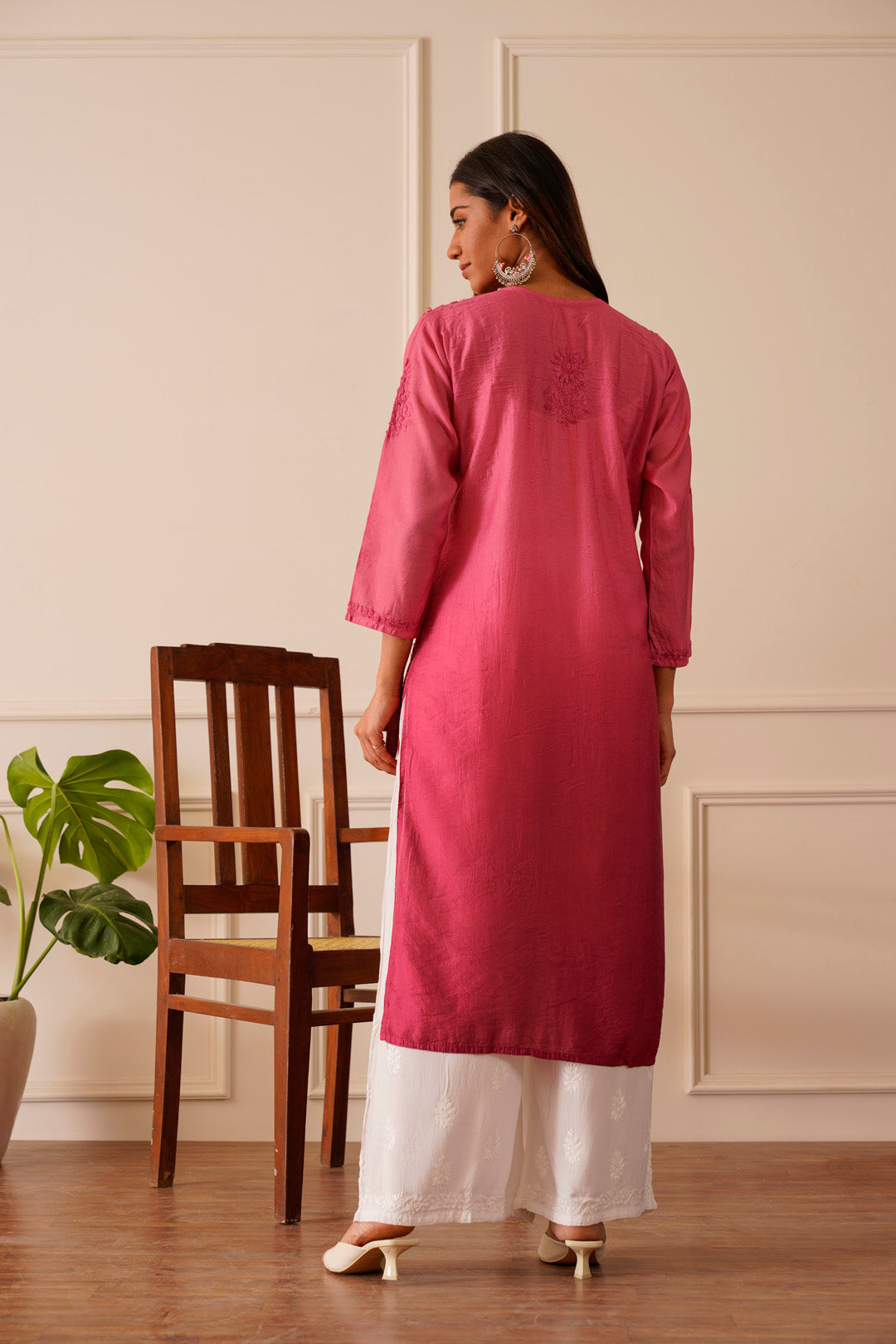 Ravishing Rosewood Chanderi Straight Kurta
