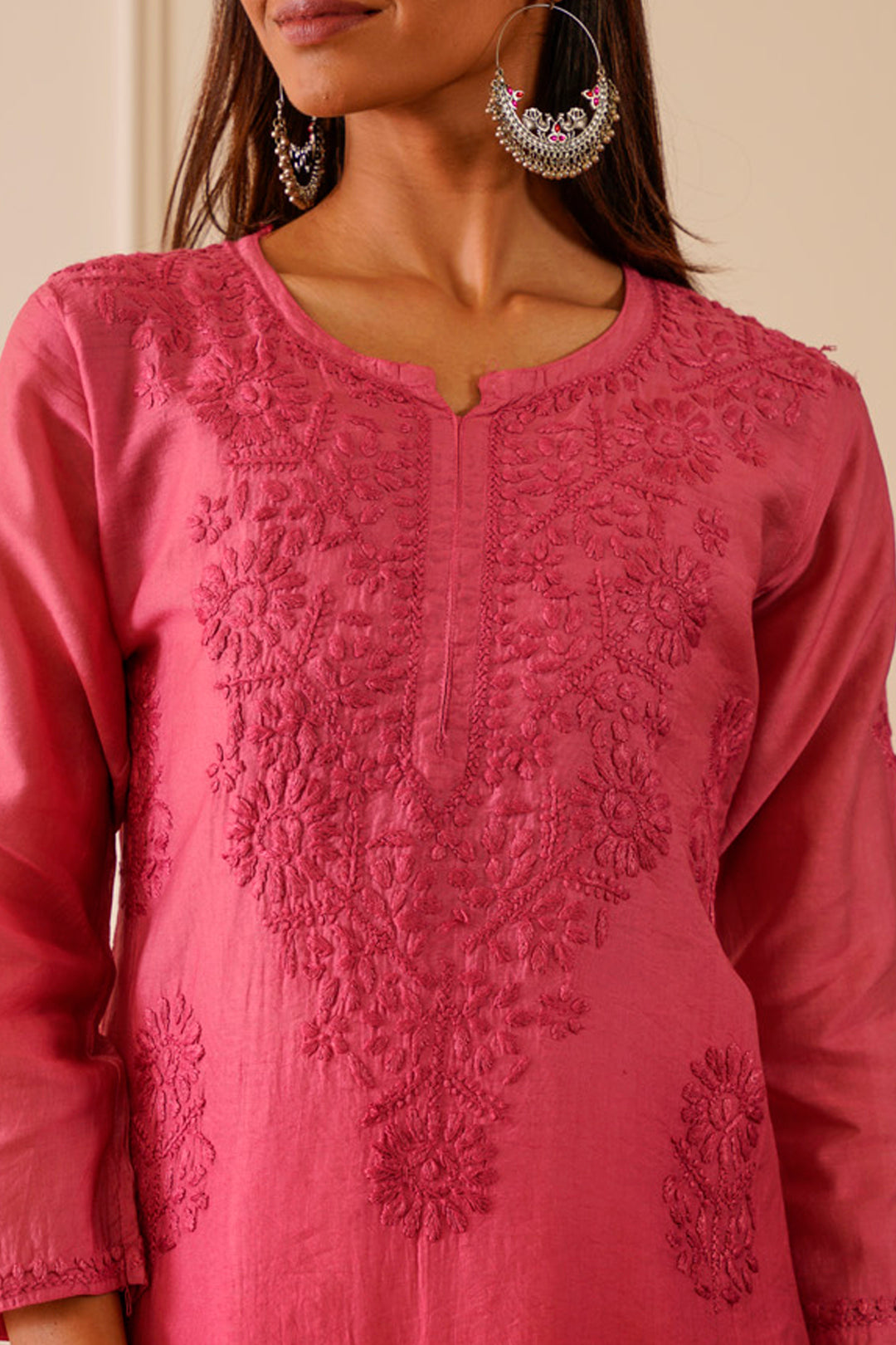 Ravishing Rosewood Chanderi Straight Kurta