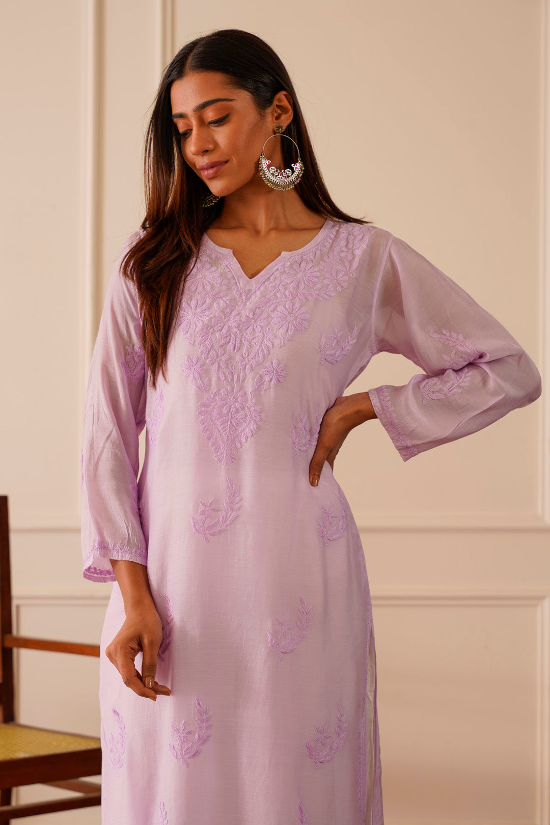 Delightful Lavender Muslin Straight Kurta