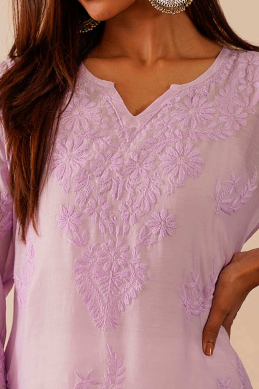 Delightful Lavender Muslin Straight Kurta