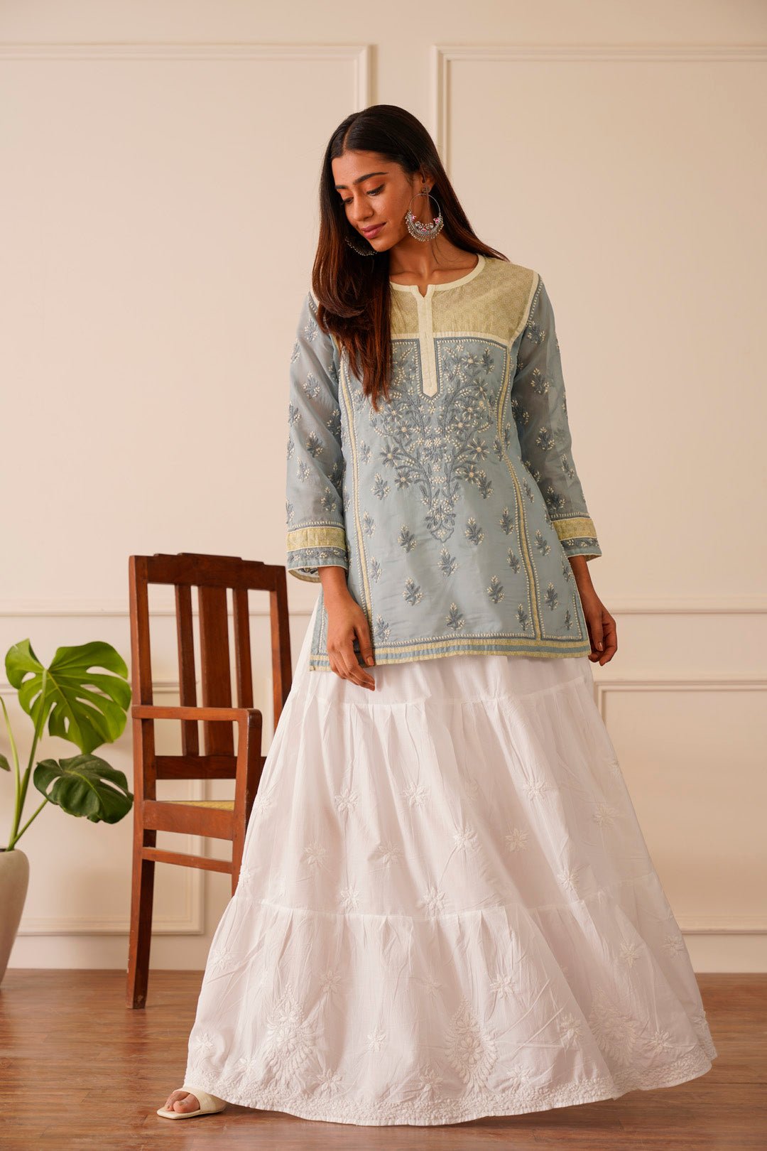 Off White Pure cotton Embroidered Short Top – Rajnandini Fashion