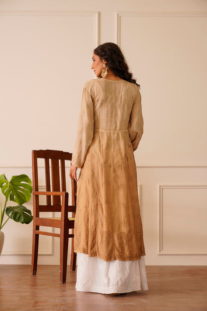 Dull Gold Muslin Aline Kurti