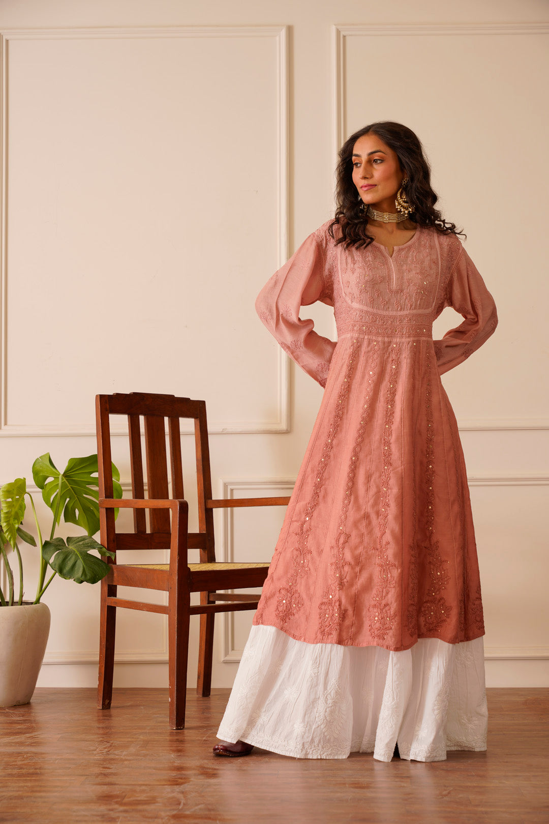 Timeless Pink Ombre Muslin Aline Kurti