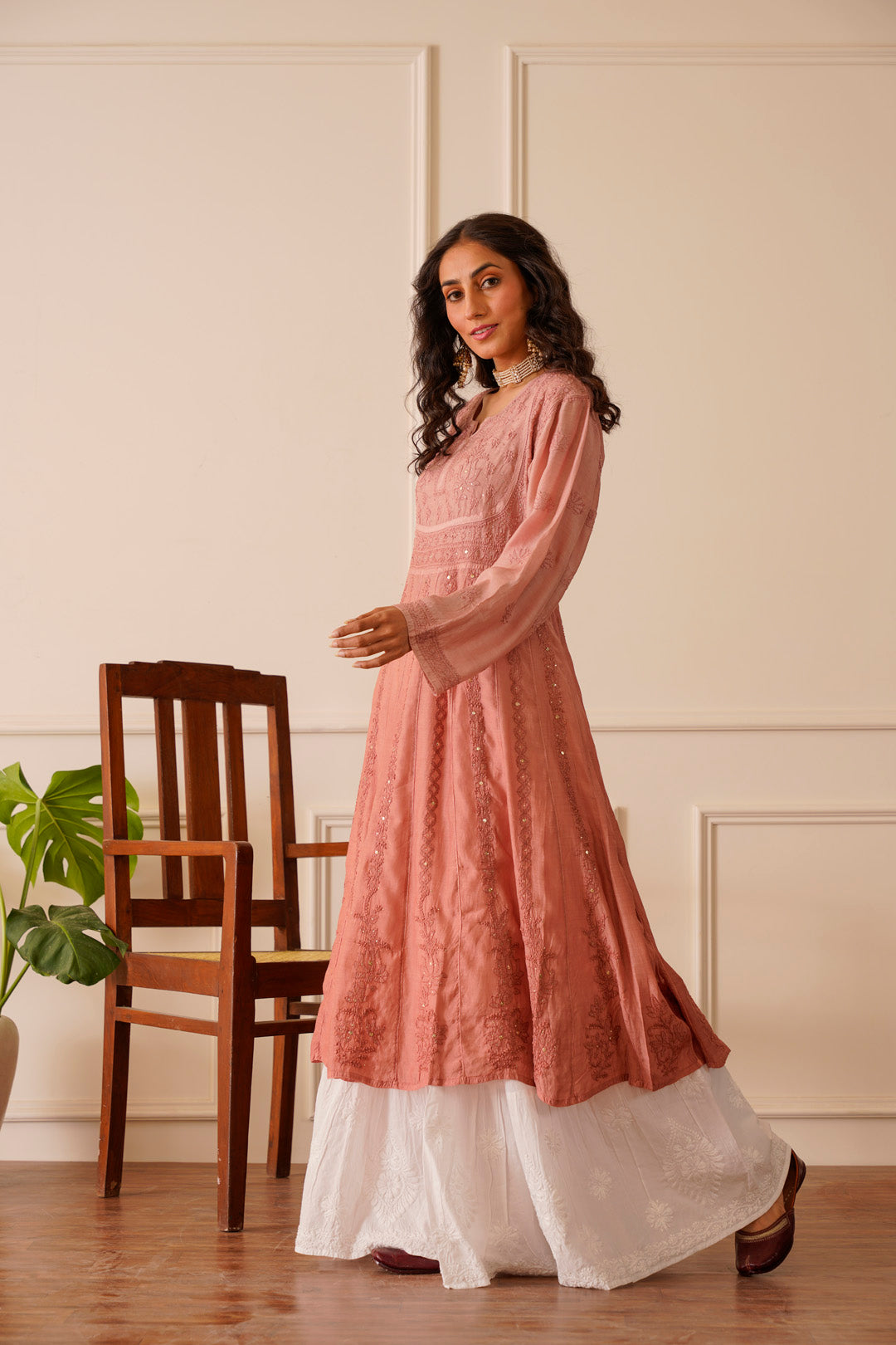 Timeless Pink Ombre Muslin Aline Kurti