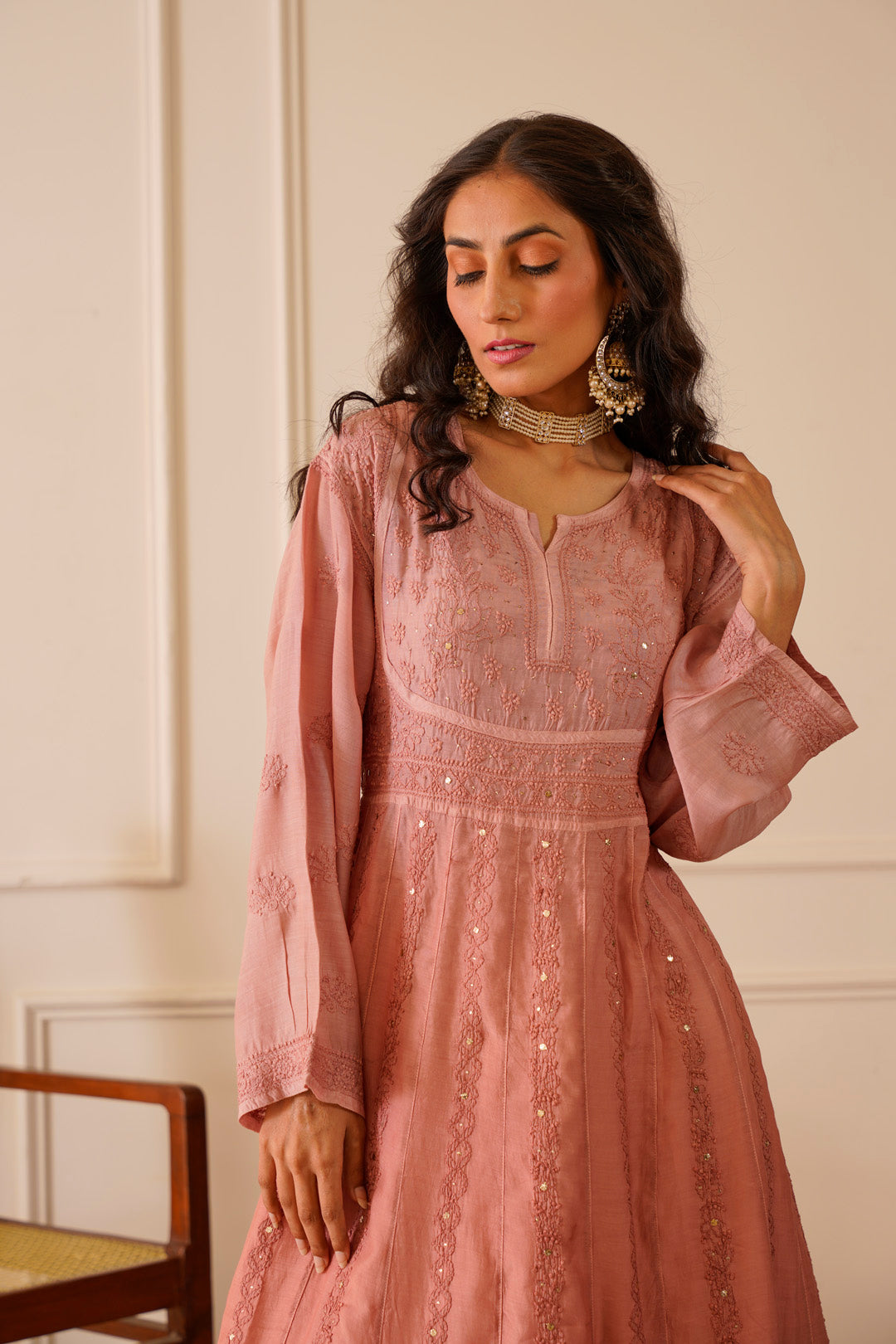 Timeless Pink Ombre Muslin Aline Kurti