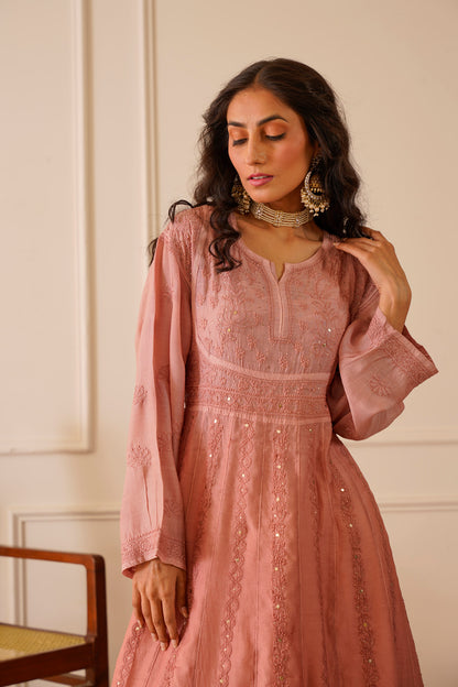 Timeless Pink Ombre Muslin Aline Kurti