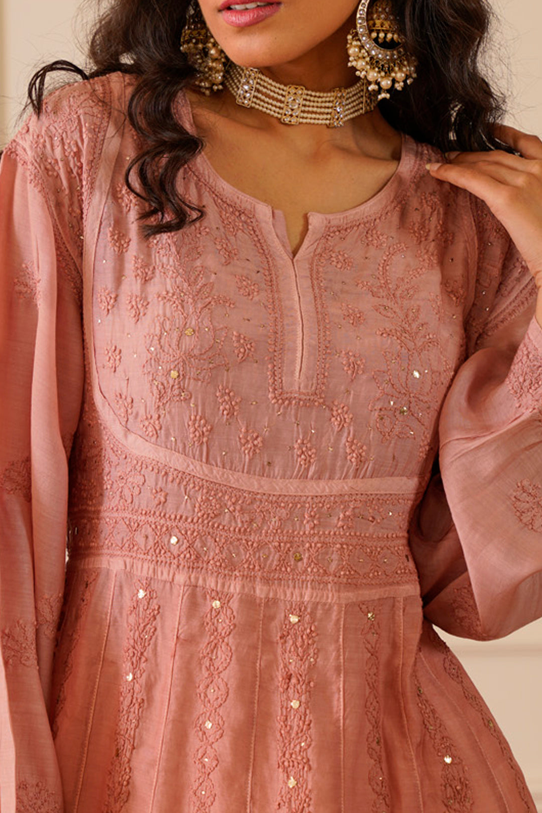 Timeless Pink Ombre Muslin Aline Kurti