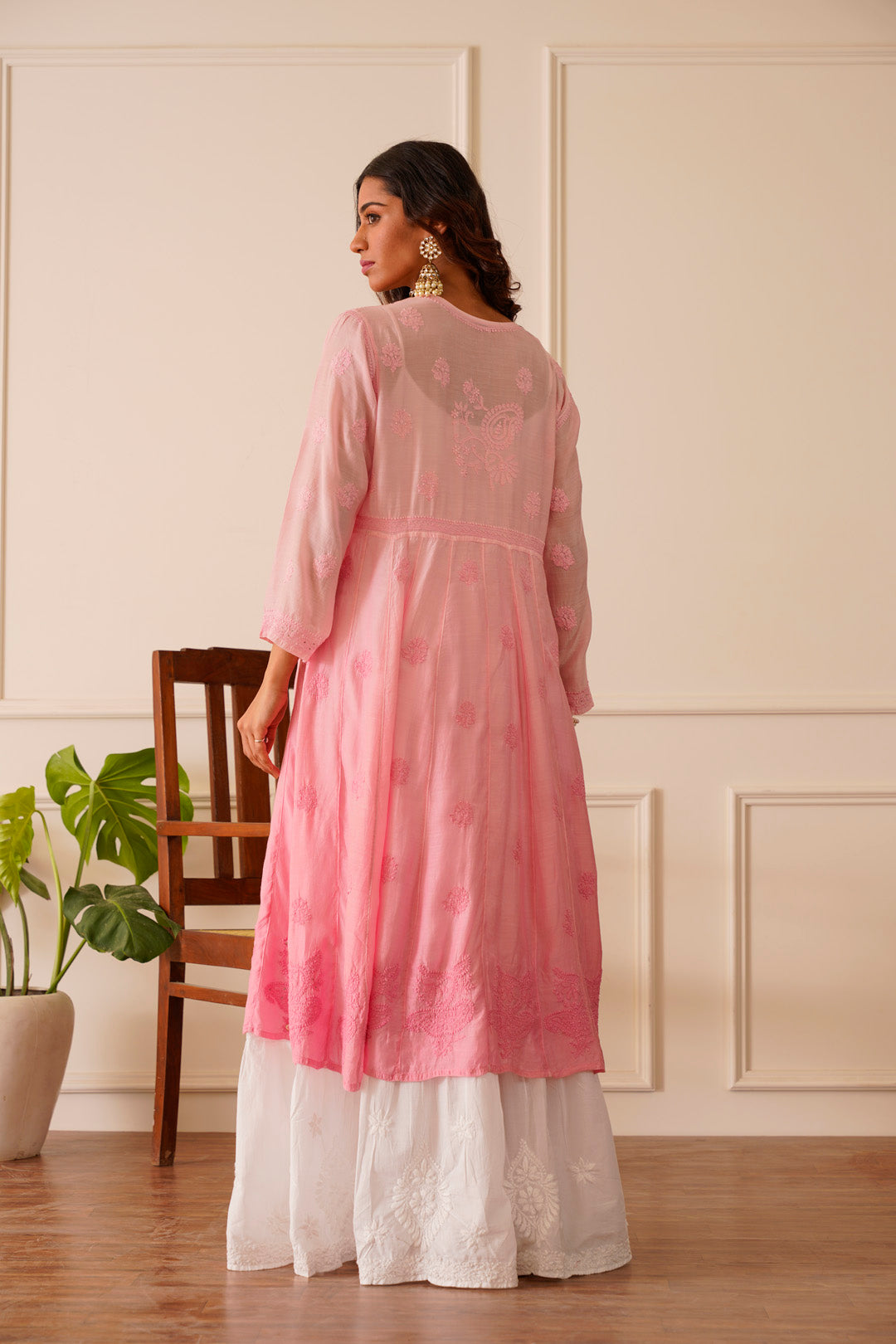 Gorgeous Light Pink Muslin Aline Kurti