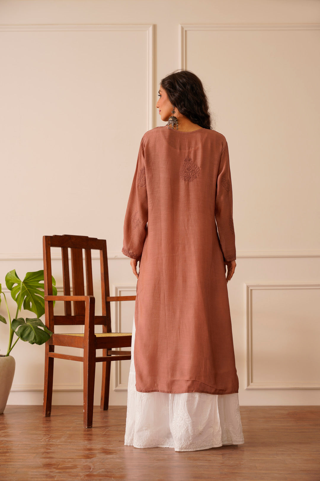 Ethereal Brown Muslin Straight Kurta