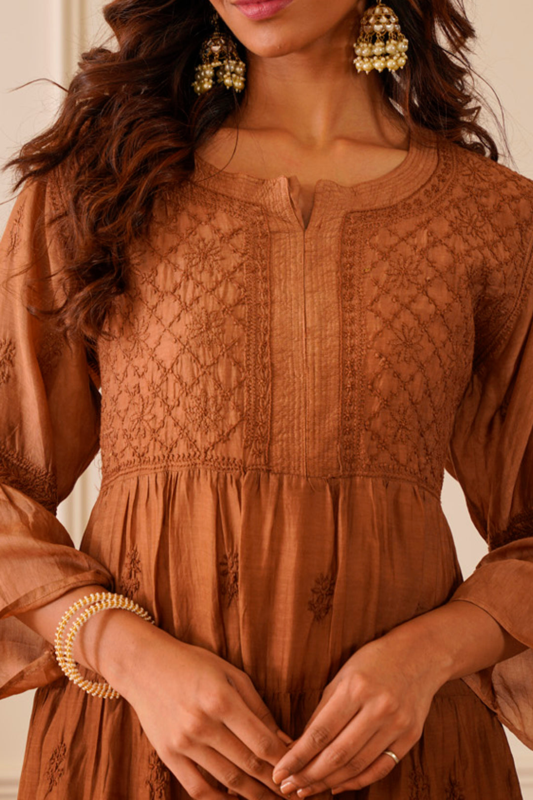 Dazzling Dark Brown Muslin Short Kurti Dress House Of Awadh Dazzling Dark Brown Muslin Short Kurti Dress House Of Awadh