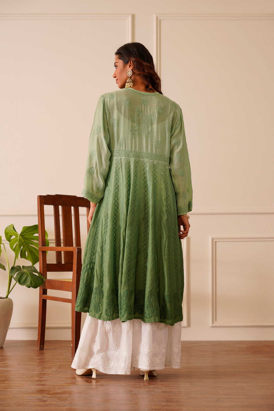 Stunning Light Green Ombre Muslin Aline Kurti