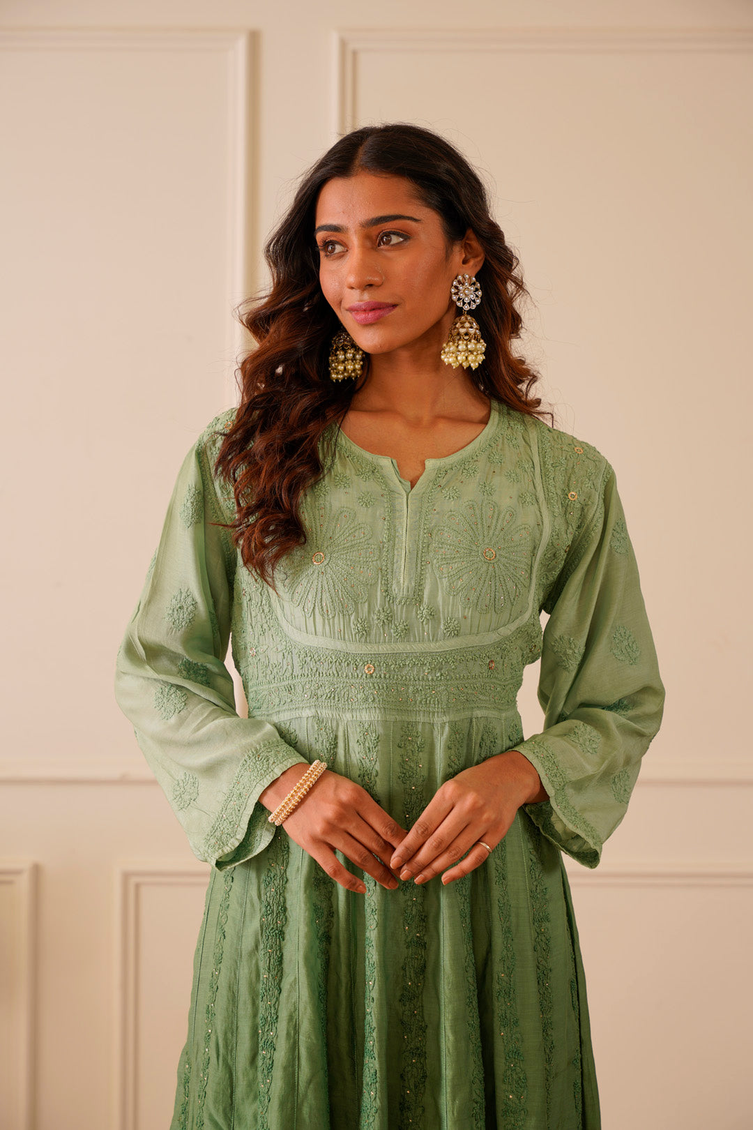 Stunning Light Green Ombre Muslin Aline Kurti