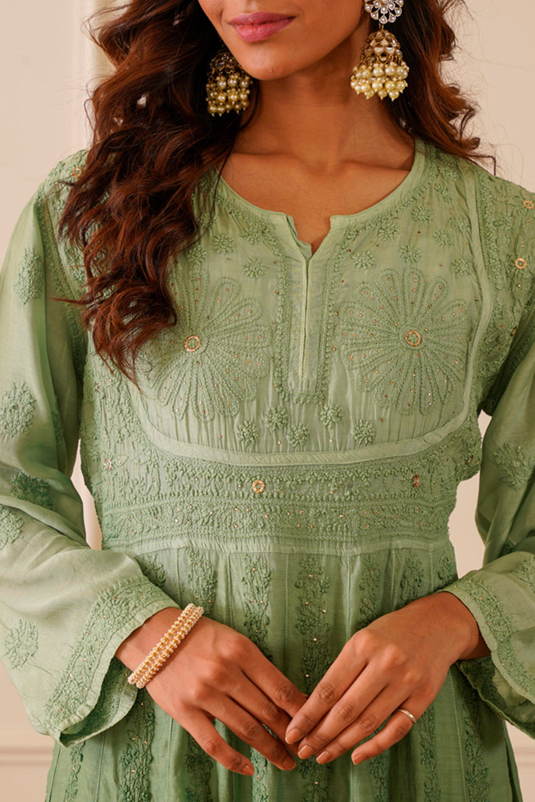 Stunning Light Green Ombre Muslin Aline Kurti