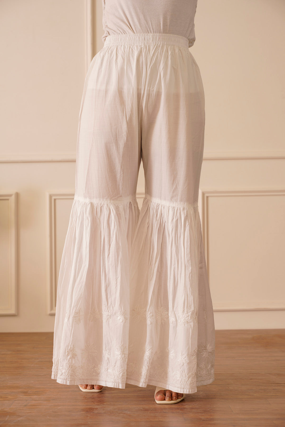 Ravishing White Cotton Sharara Pants