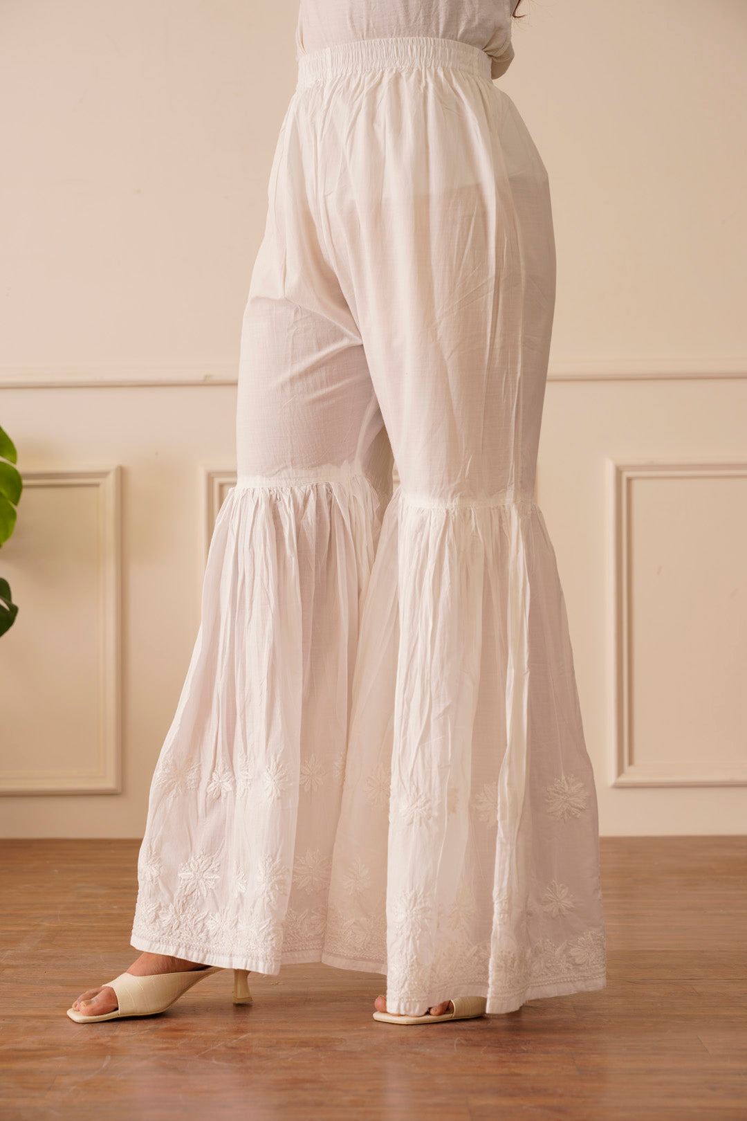 Ravishing White Cotton Sharara Pants