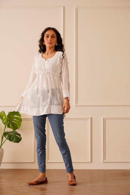 Majestic White Viscose Short Top