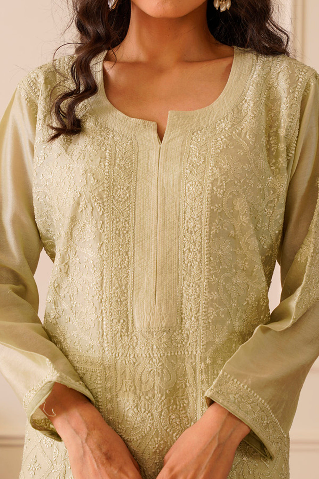 Angelic Light Moss Ombre Chanderi Silk Straight Kurta
