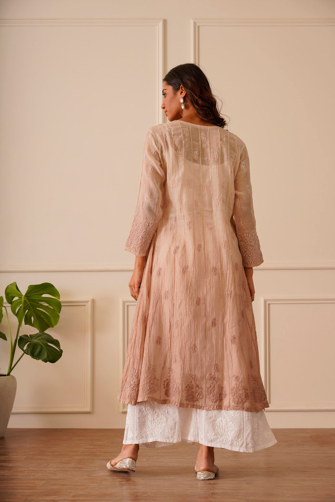 Lovely Light Tan Mulmul Aline Kurti