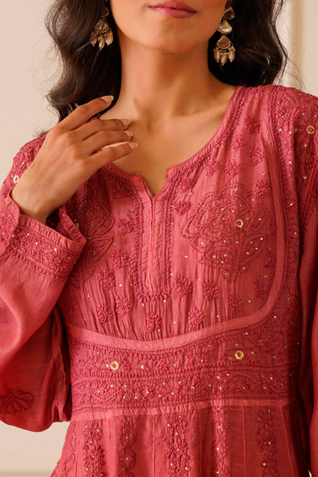 Beautiful Burgundy Ombre Muslin Aline Kurti