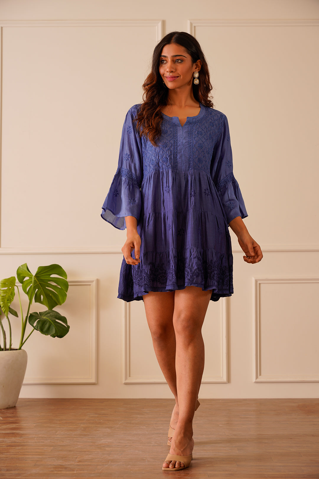 Stunning Indigo Muslin Short Kurti Dress