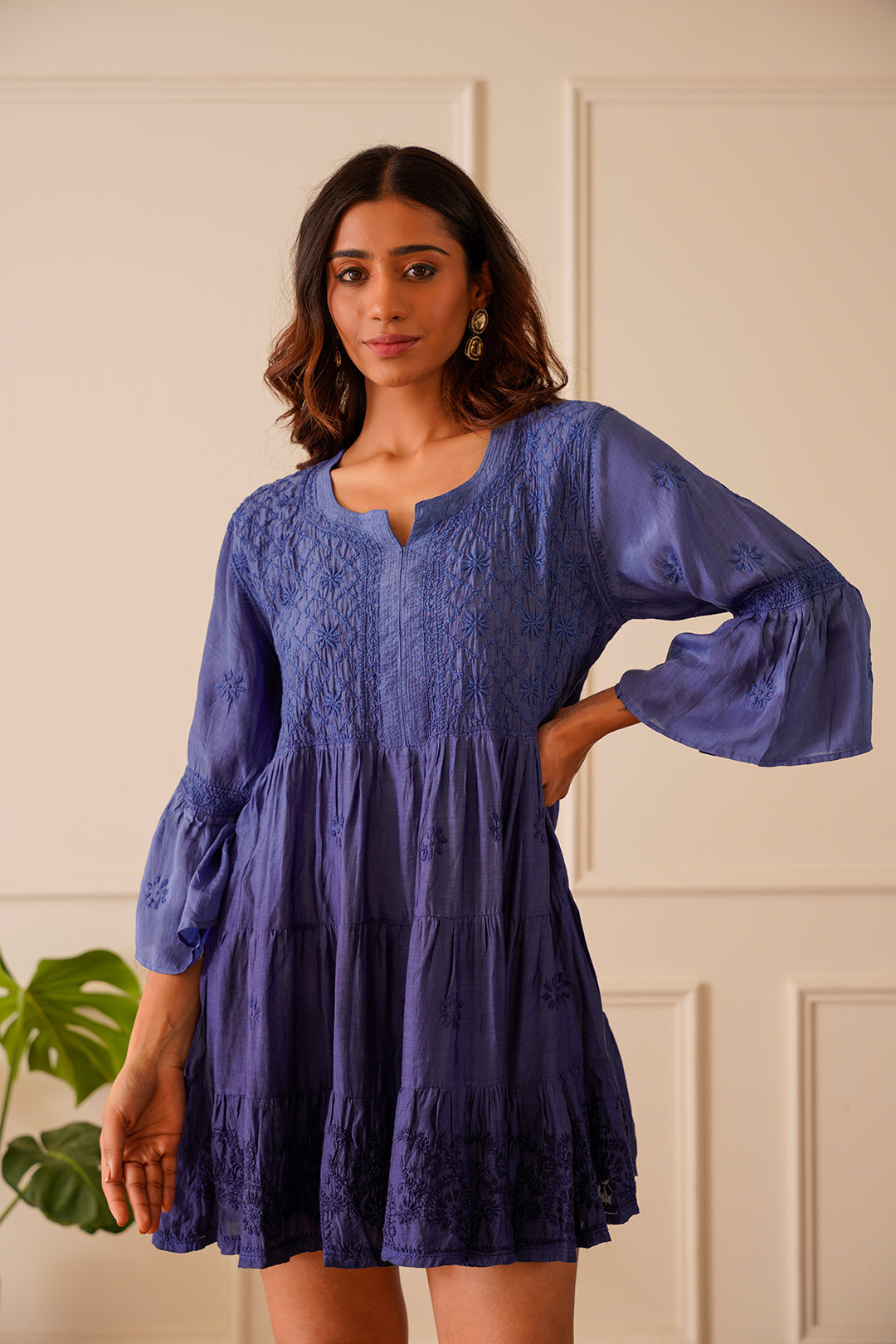 Stunning Indigo Muslin Short Kurti Dress