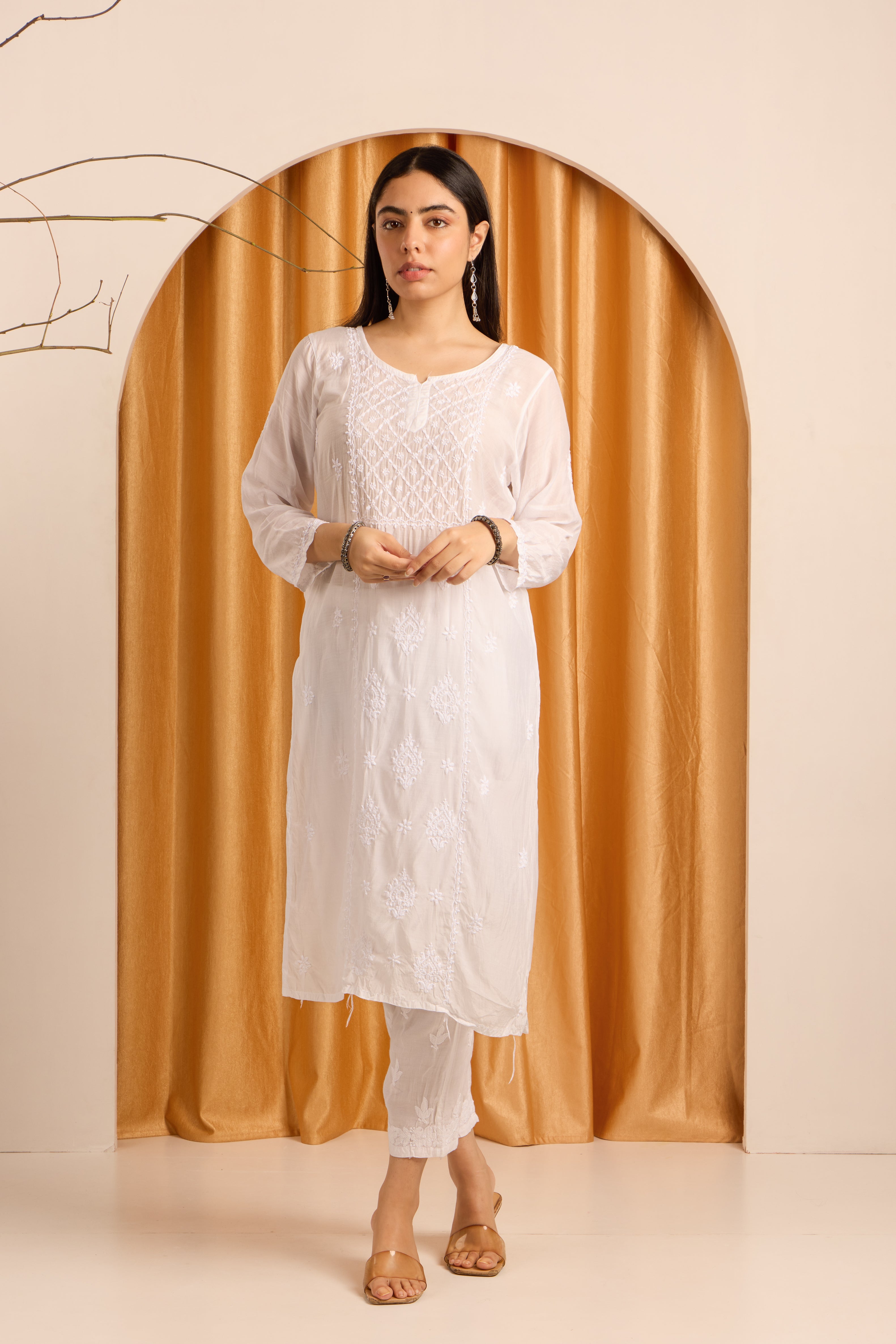 Pure White Chikankari Muslin Kurti
