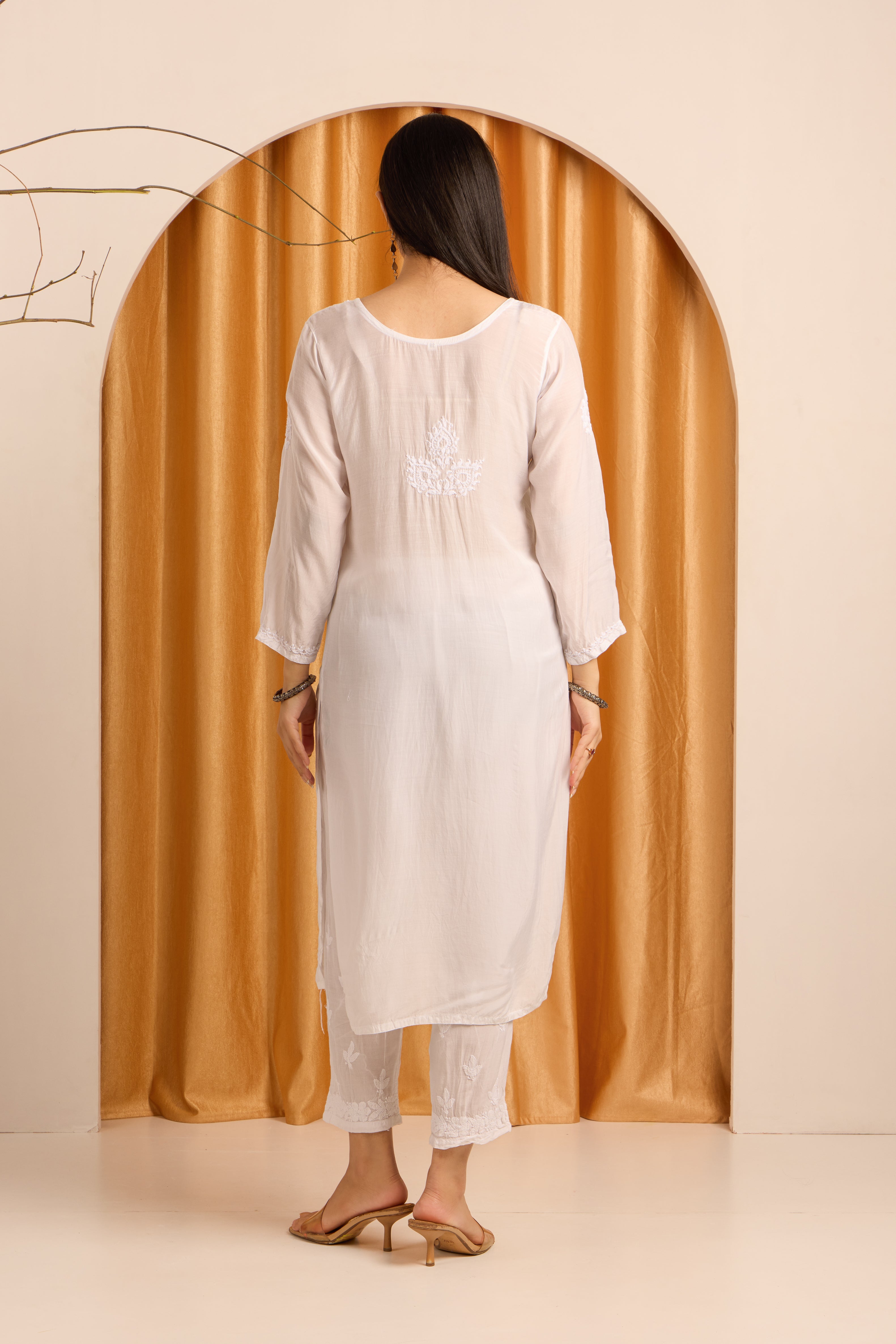 Pure White Chikankari Muslin Kurti