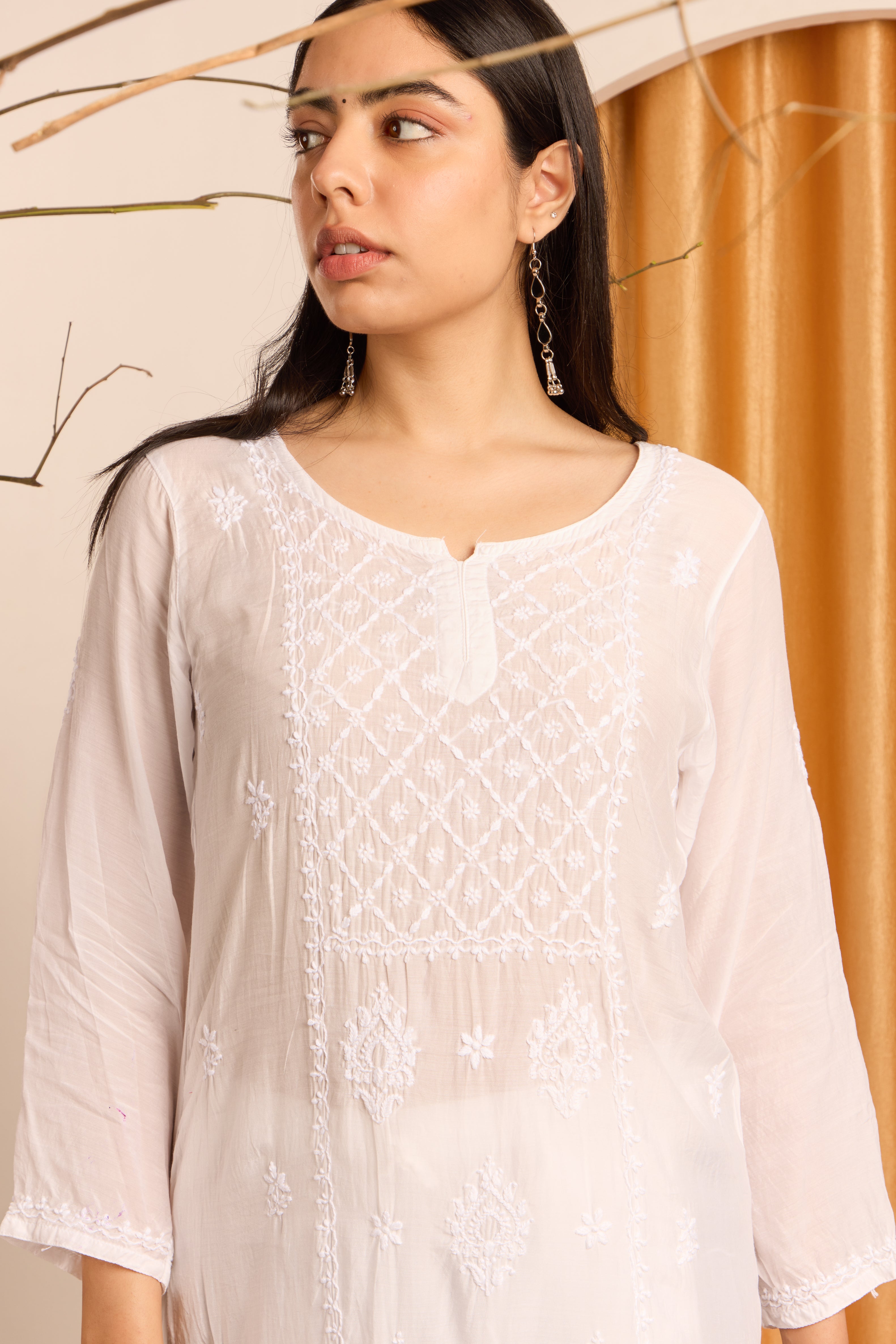 Pure White Chikankari Muslin Kurti