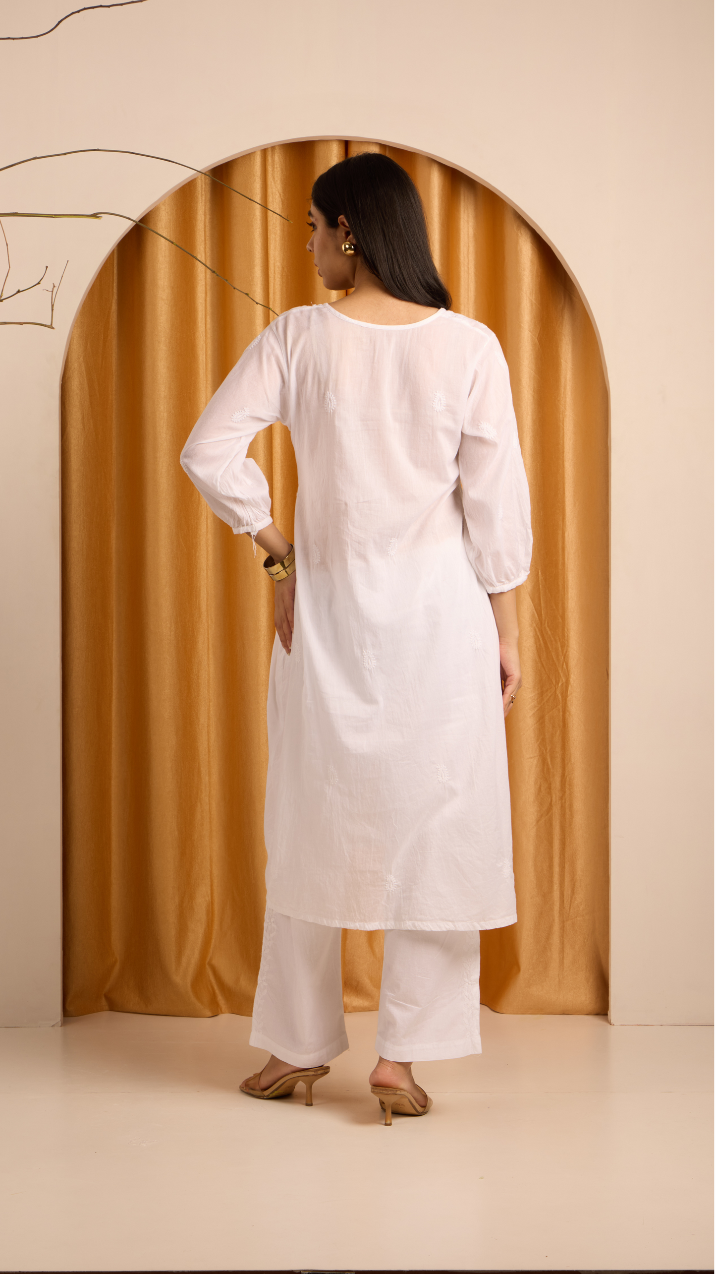 Airy White Chikankari Mulmul Kurti